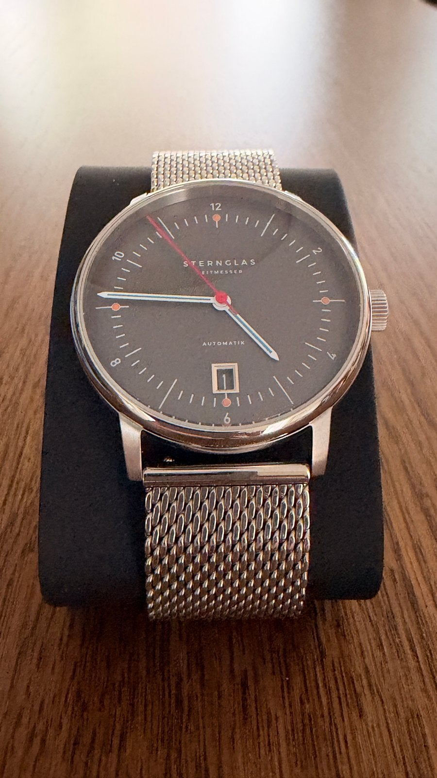 Sternglas Naos Pro Autom. antraciet 38mm - Zo goed als nieuw, Overige merken, Staal, Polshorloge, Ophalen of Verzenden