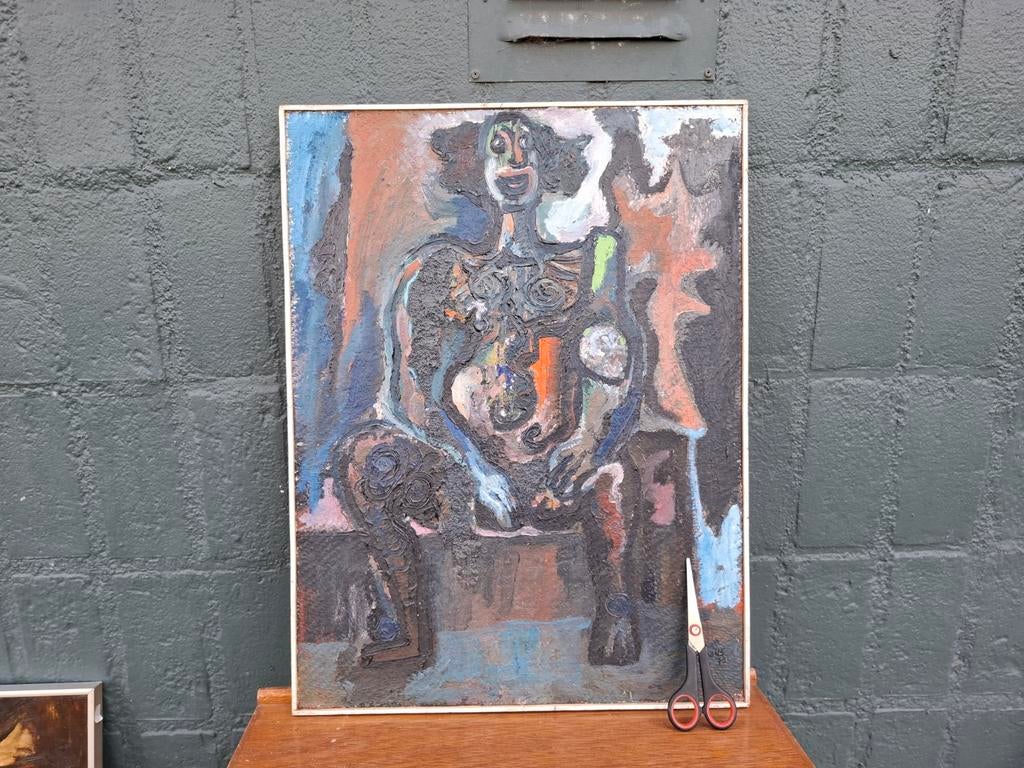 Abstract/figuratief schilderij – CoBrA stijl, Ophalen