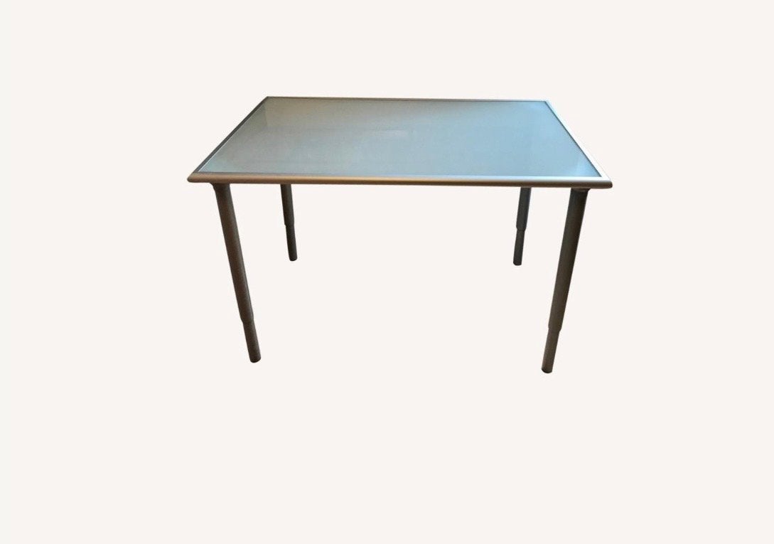 IKEA vika lauri tafel met glazen blad en metalen poten, Ophalen, 100 tot 150 cm, Tot twee personen, 50 tot 100 cm