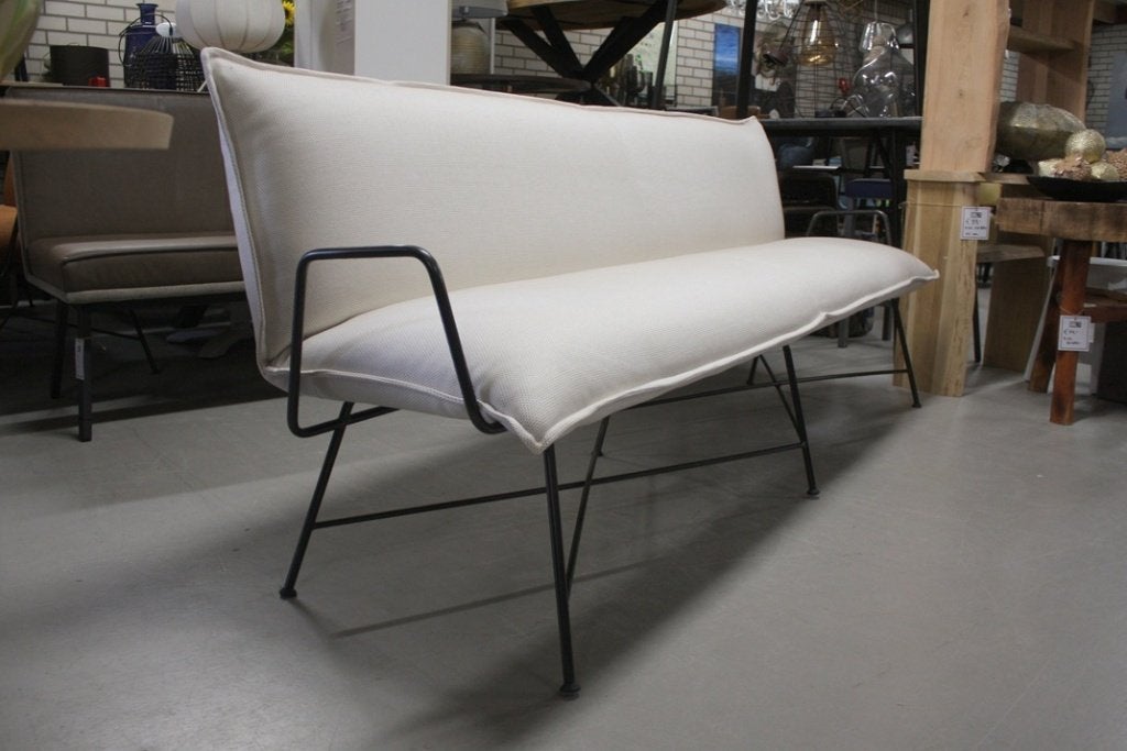 Luxe eetkamerbank Vidar Jess design stof naturel eetbank, Huis en Inrichting, Ophalen, Overige kleuren, Zo goed als nieuw, Stof