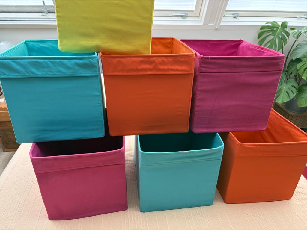 7 opvouwbare opbergboxen (Drona)voor ikea kallax of, Ophalen, Gebruikt, Meerkleurig, Textiel