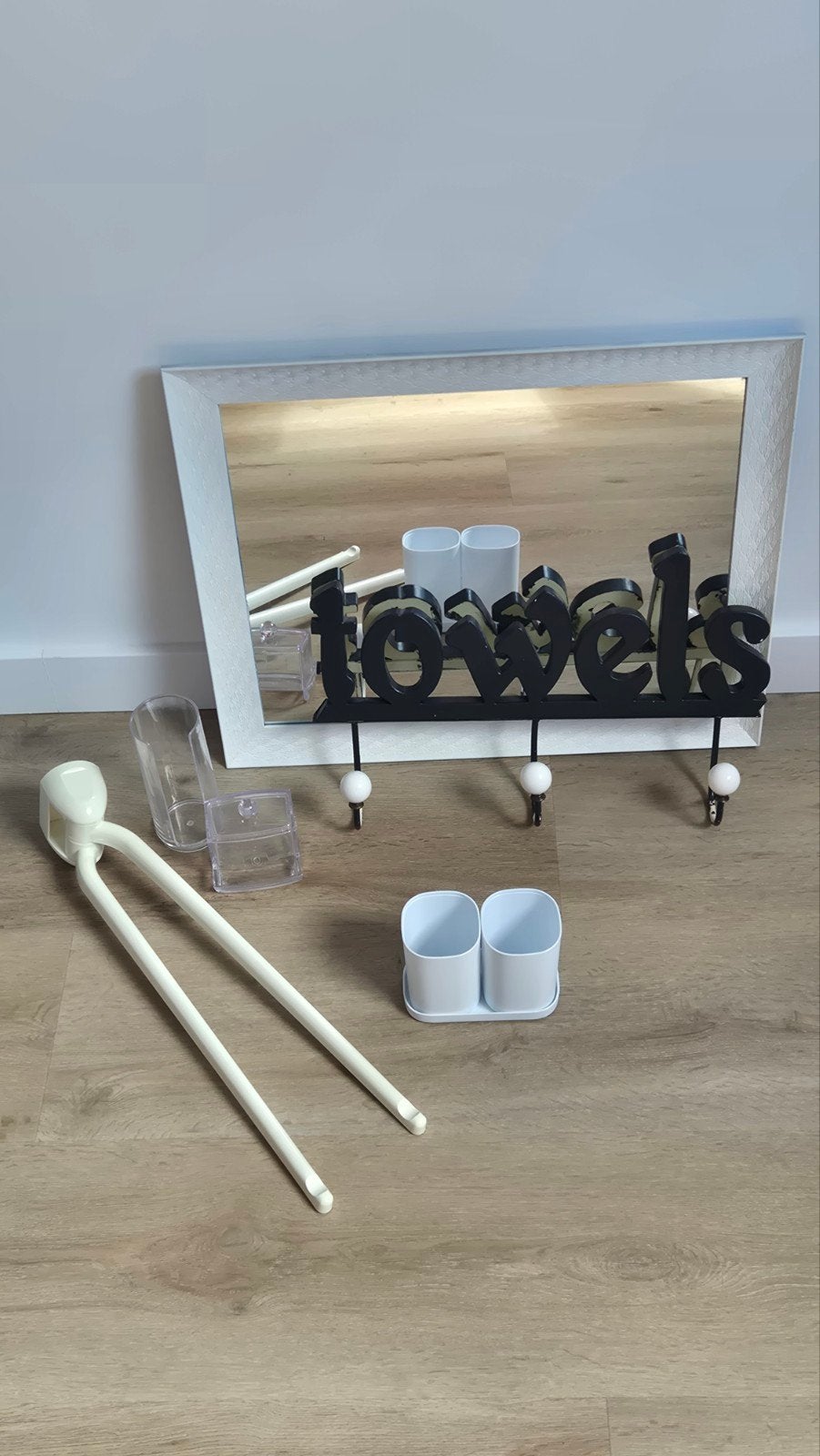 Badkamer accessoires set – Tiger handdoekrek & spiegel, Ophalen of Verzenden, Zo goed als nieuw, Douche-accessoire