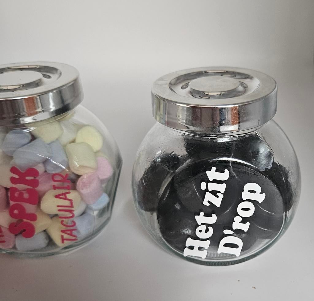 Potje snoeppot met tekst (bedankje, afscheid, school, werk), Ophalen of Verzenden, Nieuw, Feestartikel, Verjaardag