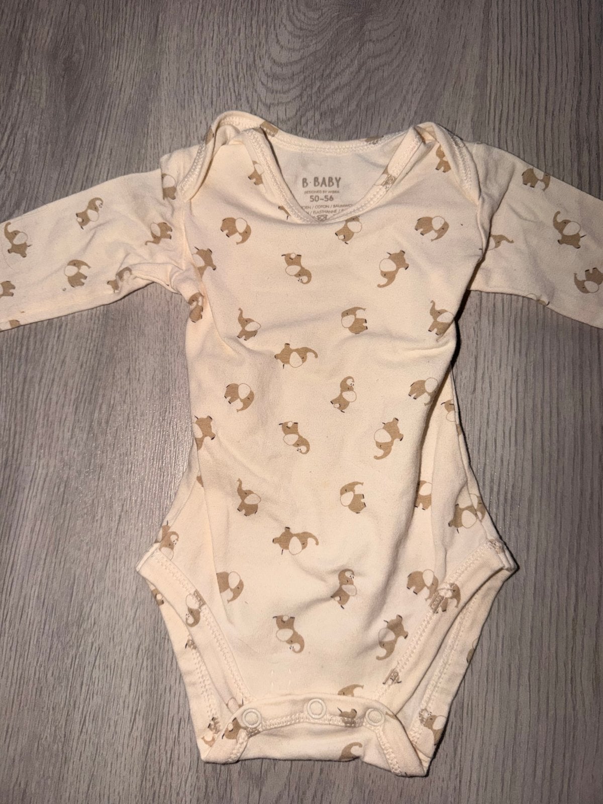 B. Baby Romper met Olifantjesprint - Maat 50-56, Kinderen en Baby's, Babykleding | Maat 50, Ophalen of Verzenden, Gebruikt, Jongetje of Meisje