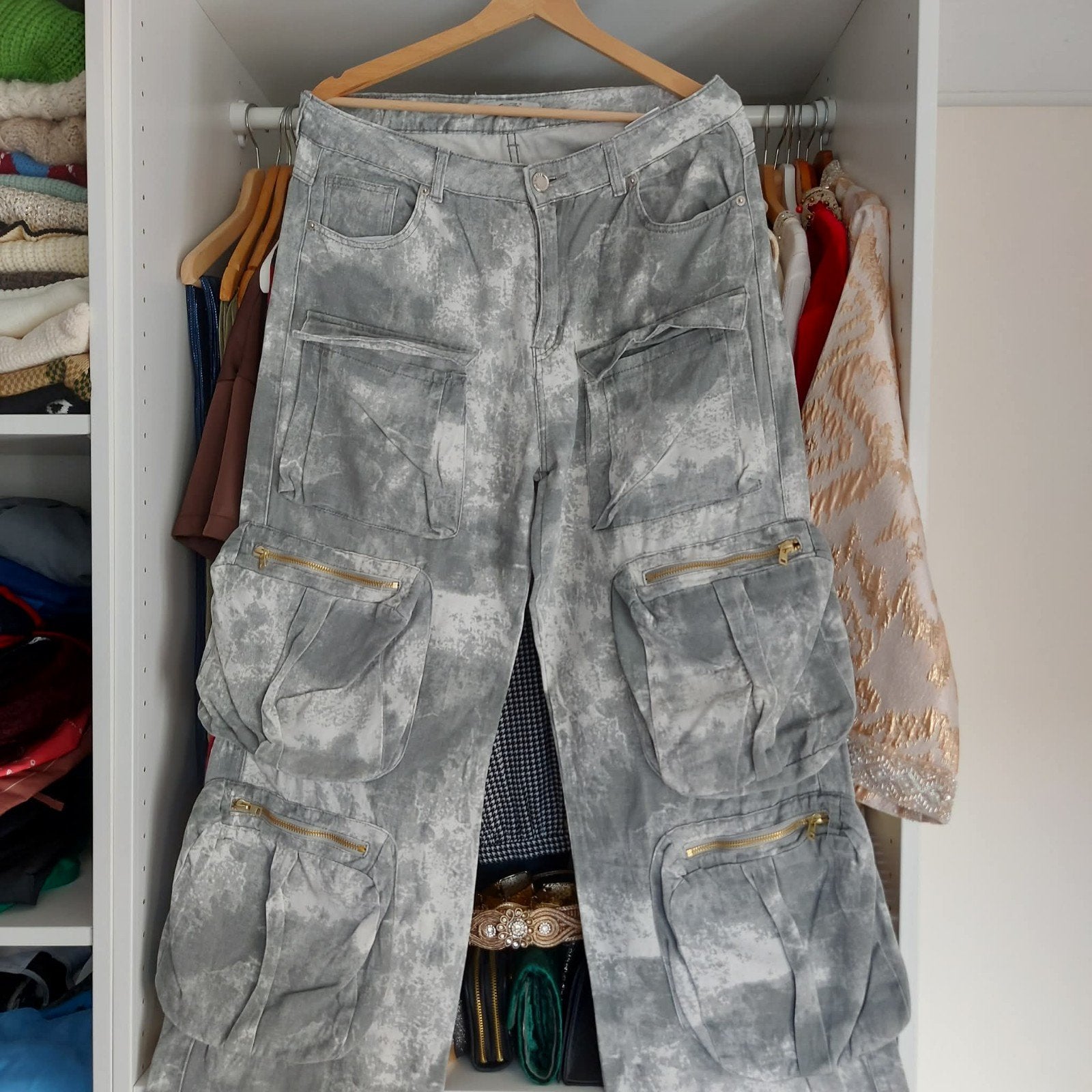 See See Paris Cargo Broek Maat 42 Grijs Tie-Dye, Maat 42/44 (L), Ophalen of Verzenden, Zo goed als nieuw, See See Paris