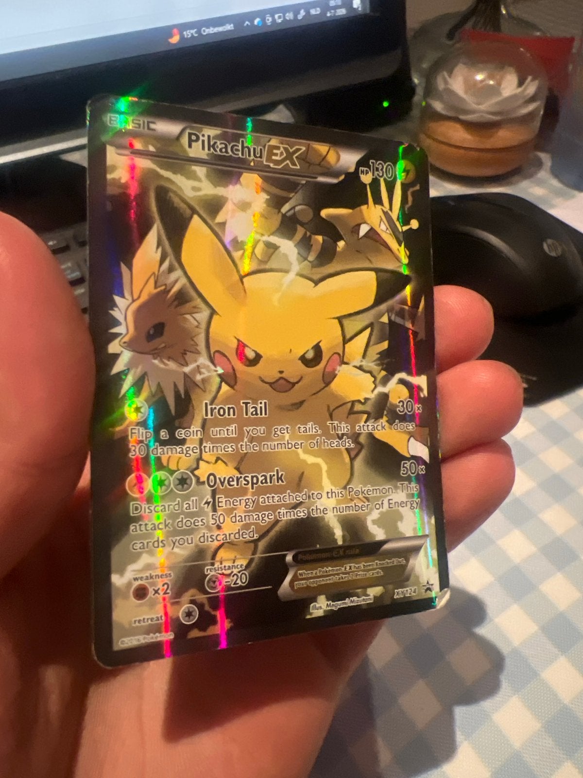 Pikachu EX Pokémon Kaart, Ophalen of Verzenden, Gebruikt, Losse kaart, Foil