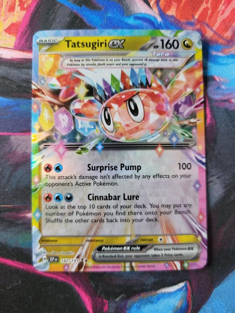 Tatsugiri EX - Surging Sparks #142/191, Ophalen of Verzenden, Zo goed als nieuw