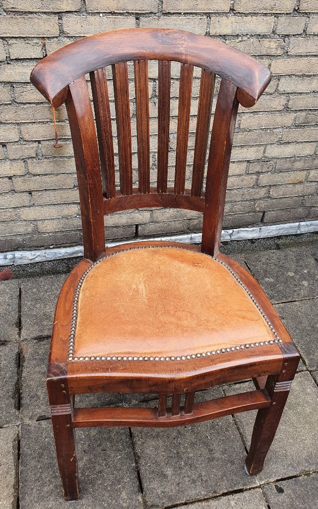 6 Eetkamer stoelen met schapenleer, Ophalen, Gebruikt, Bruin, Vijf, Zes of meer stoelen