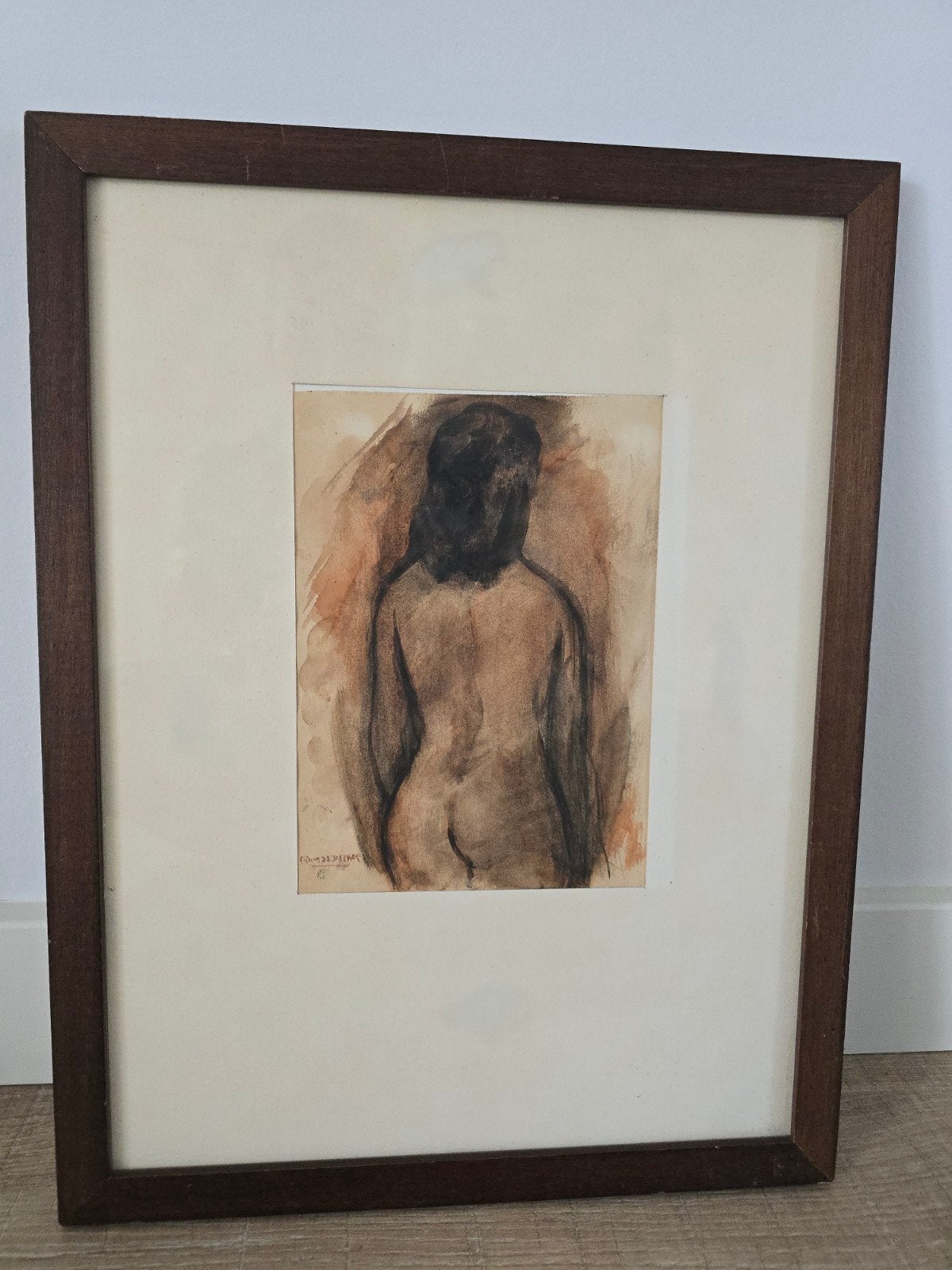 vintage mix-media naakstudie by Frank de Dekker €89 !!, Overige stijlen, Portret of Personen, Gesigneerd, Ophalen of Verzenden