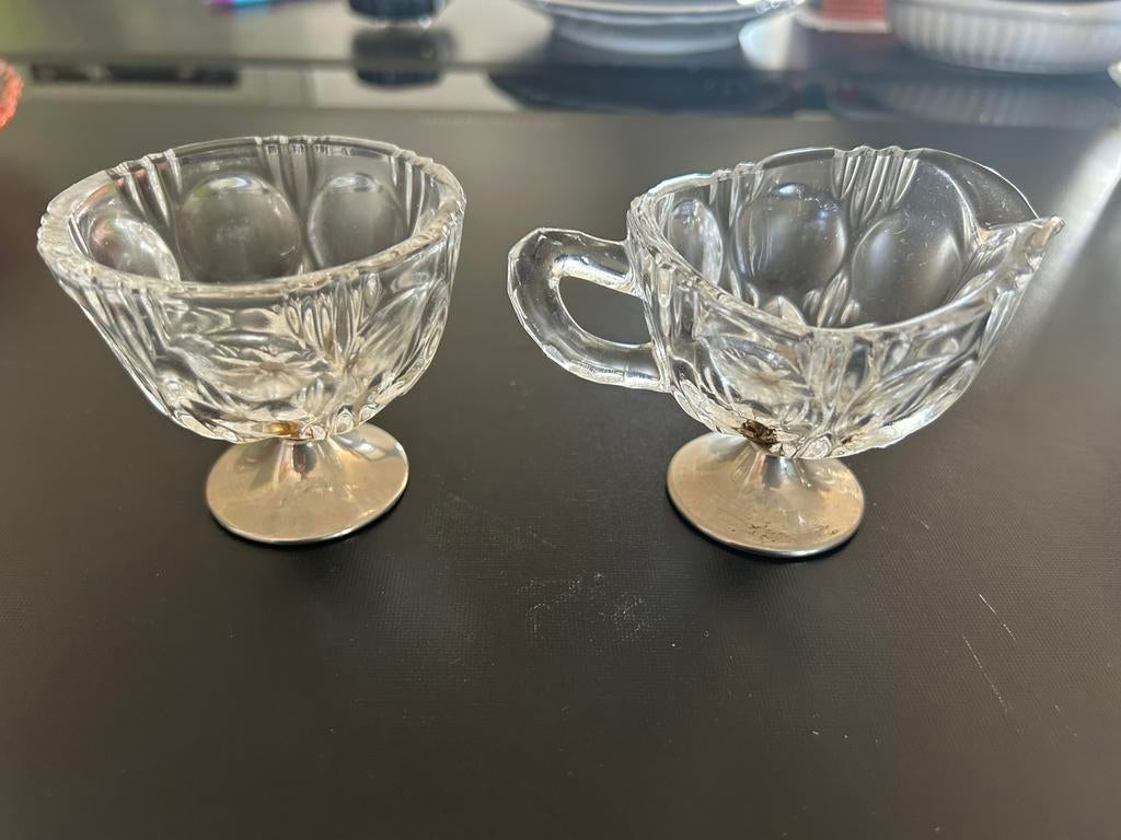 Vintage kristallen roomstel op metalen voet, Ophalen of Verzenden