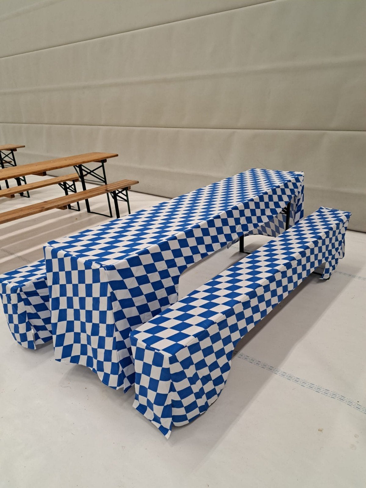 Biertafel set blauw wit geruit - Oktoberfest, Ophalen of Verzenden, Zo goed als nieuw, Meerkleurig, Tafelkleed