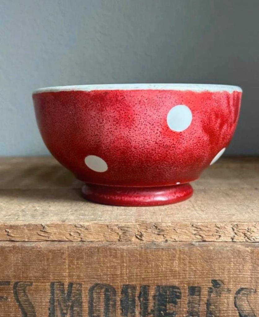 Frans spoelkommetje rood witte stippen, Antiek en Kunst, Ophalen of Verzenden