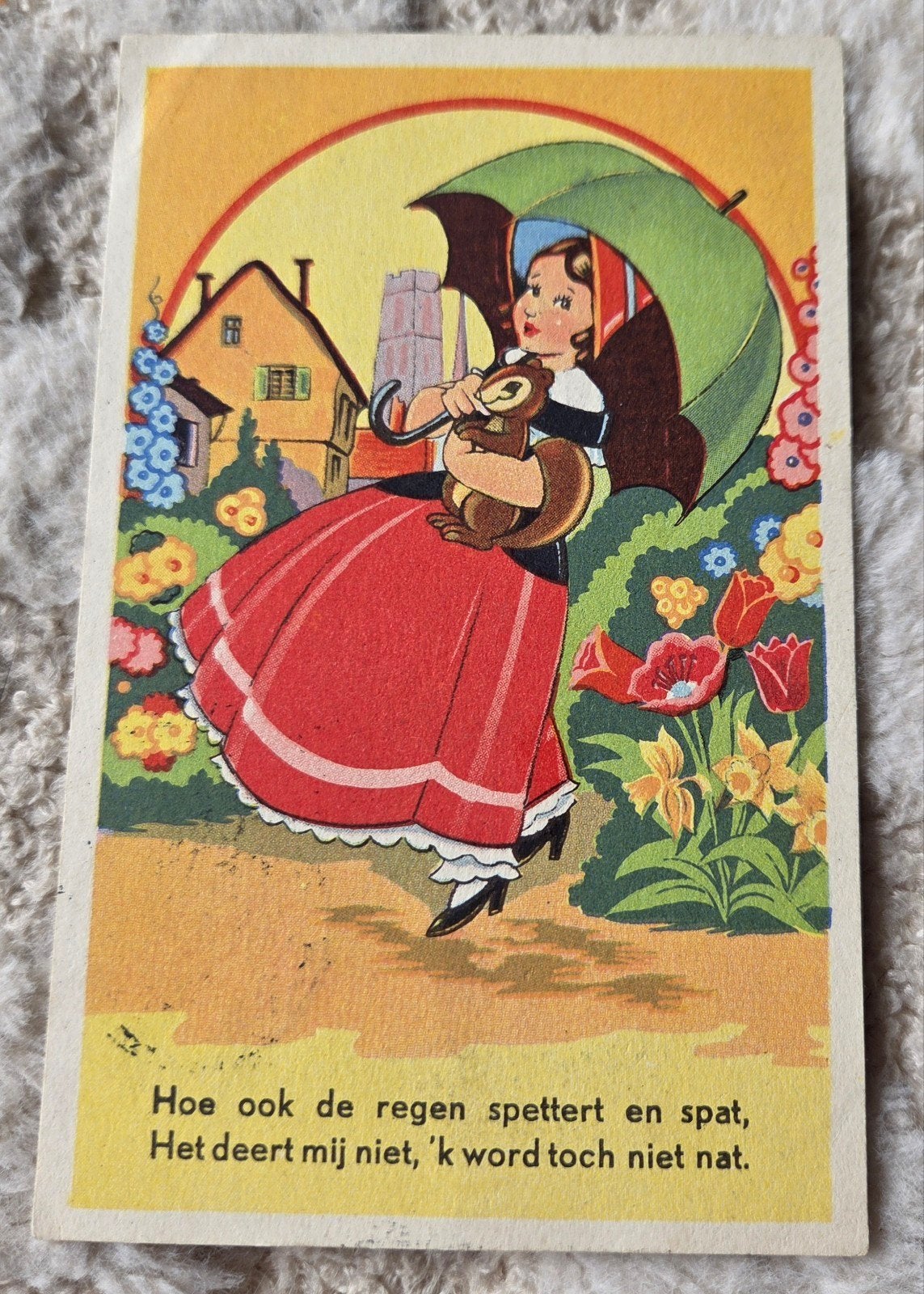 Hoe ook de regen spettert en spat - 1933, Verzamelen, Ansichtkaarten | Themakaarten, Verzenden, 1920 tot 1940, Gelopen, Kinderen