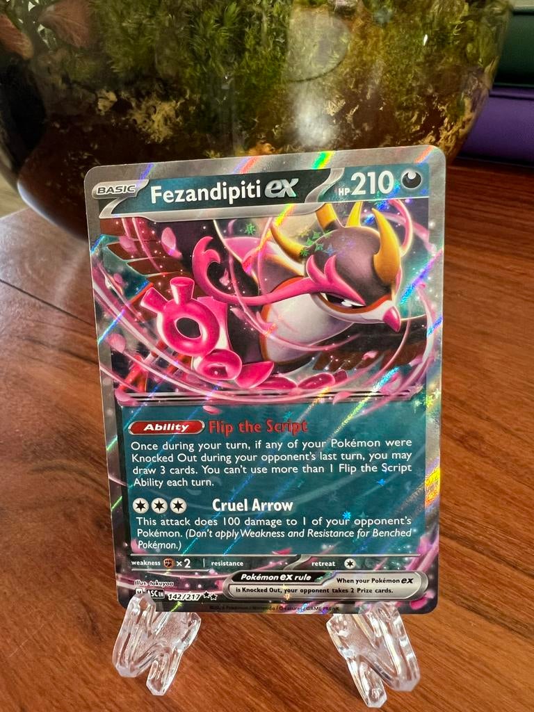Pokémon Fezandipiti EX 142/217 NM - Ascended Heroes, Ophalen of Verzenden, Zo goed als nieuw, Losse kaart, Foil
