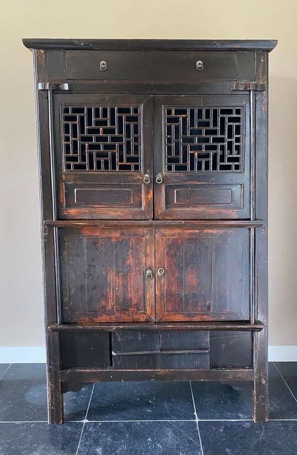 Chinese kast bruidskast  bruin / oosterse stijl, Ophalen, Met deur(en), Chinees / Oosters / Ibiza stijl, 50 tot 100 cm
