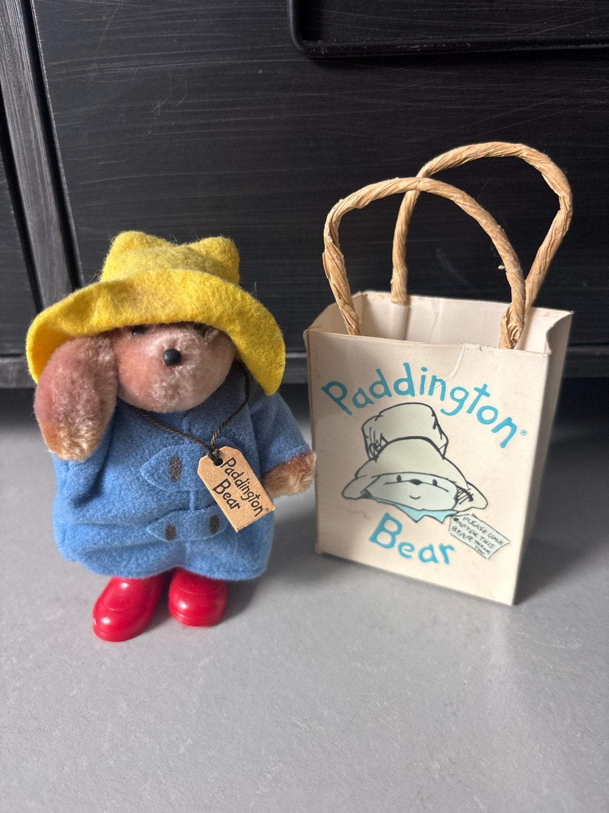 Vintage Paddington Beer knuffel met tasje en label, Gebruikt, Overige merken, Overige karakters, Beer