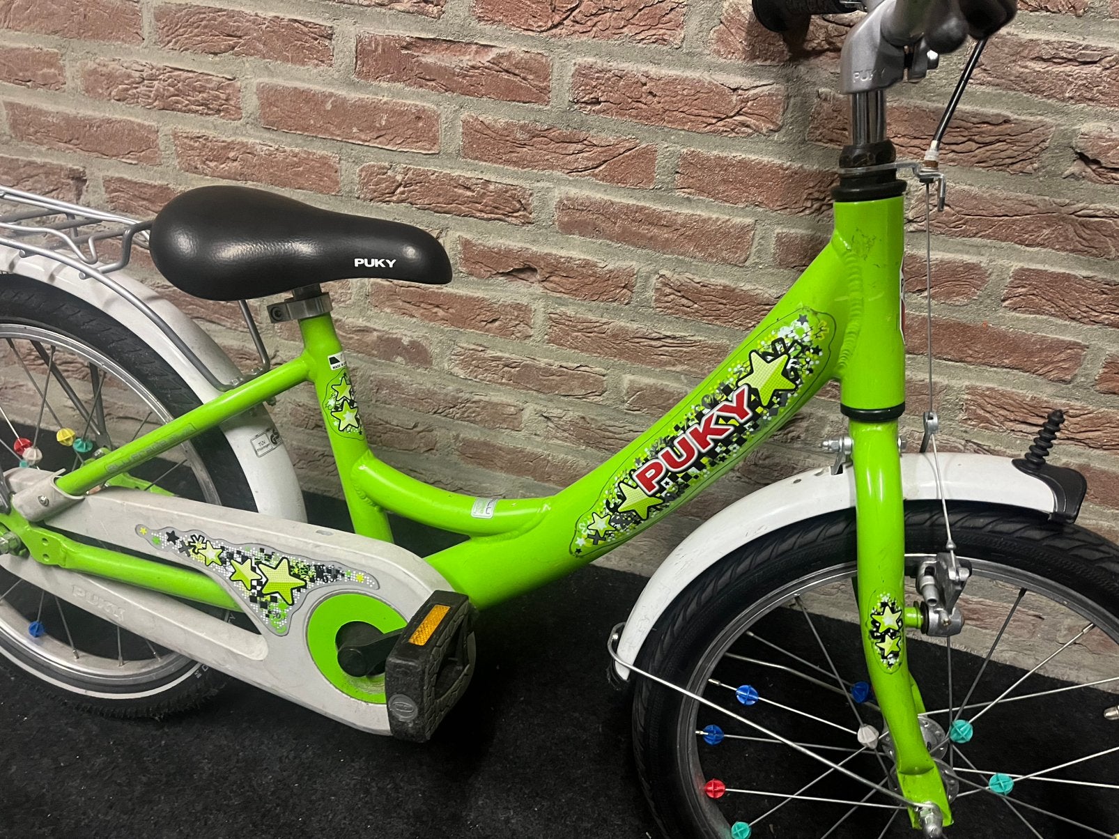 Mooie Puky 18 inch kinderfiets groen terugtraprem, Ophalen, Zo goed als nieuw, Terugtraprem, 16 tot 20 inch