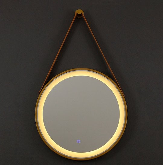 Spiegel, goud, rond, LED 3 kleuren, condensvrij, Kairo 80, Ophalen of Verzenden, Nieuw