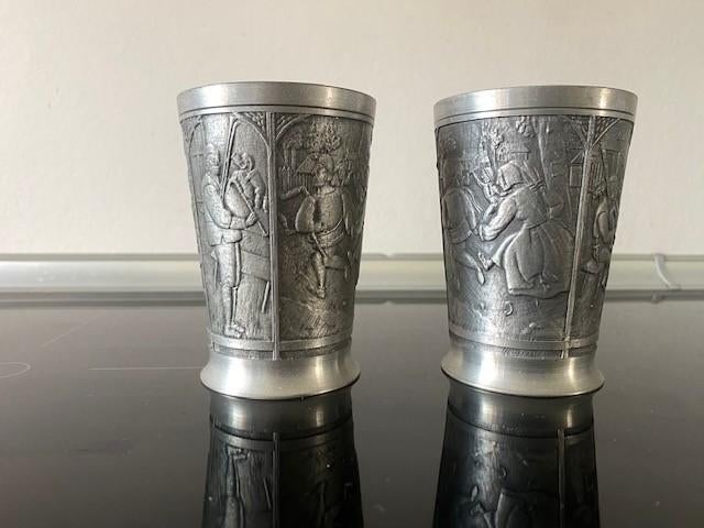 2 tinnen bekers, Daalderop, Antiek en Kunst, Ophalen of Verzenden
