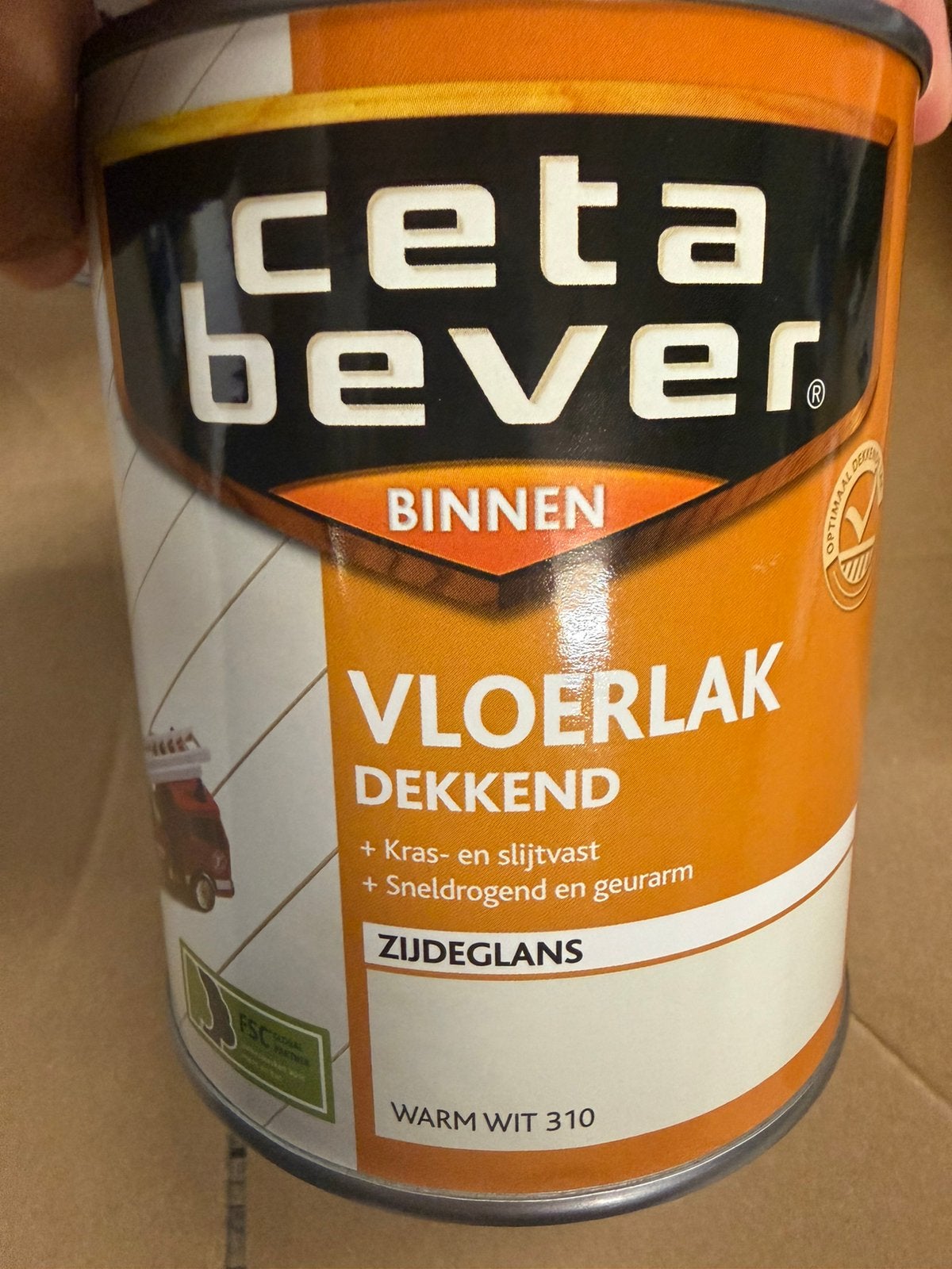 Cetabever dekkende vloerlak warm wit 0,75liter, Minder dan 25 mm, Nieuw, Ophalen of Verzenden, Plank