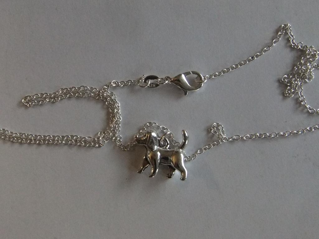 zilverkleurige ketting met labradoodle 50 cm, Verzenden, Nieuw, Zilver, Overige materialen