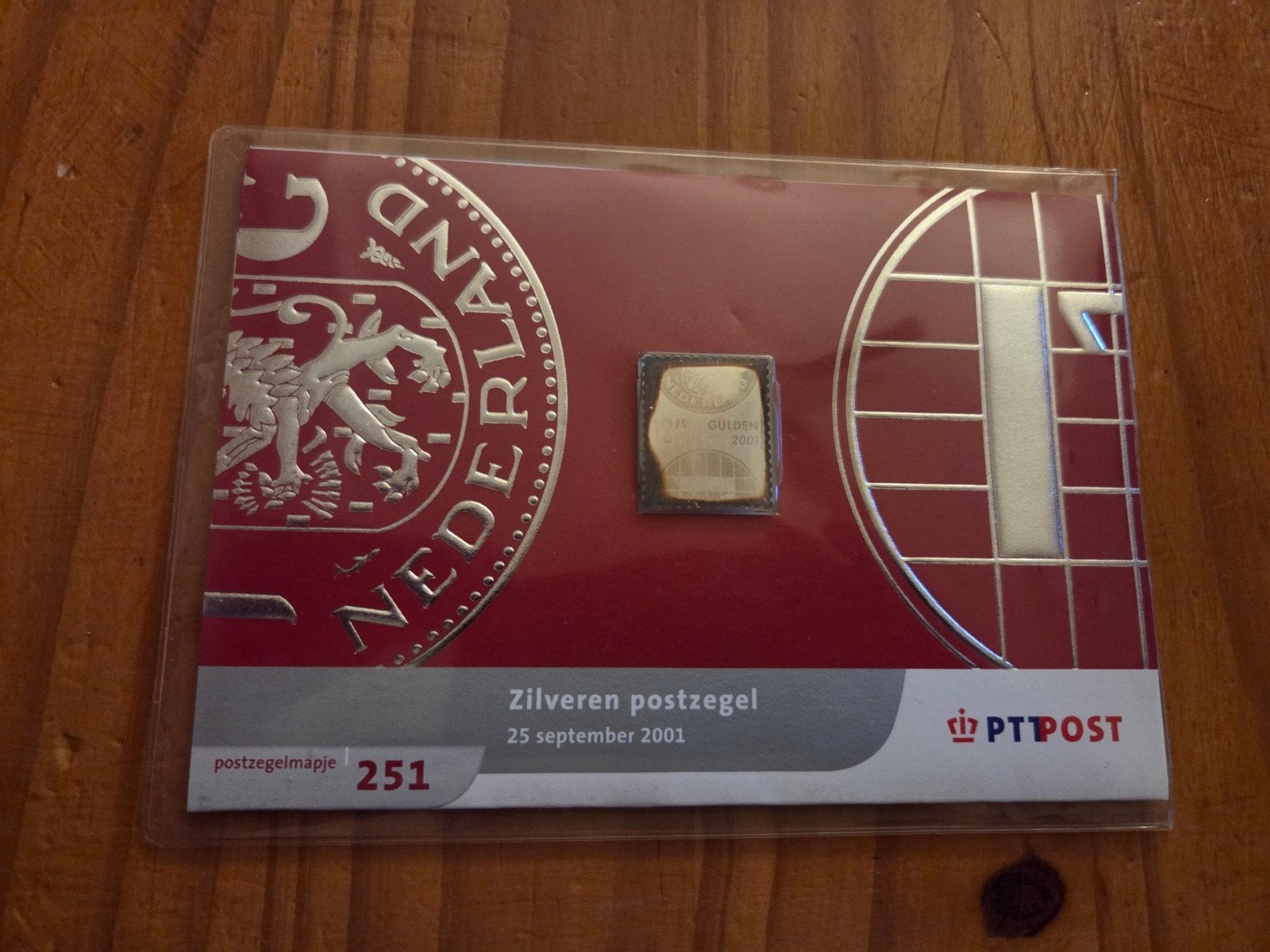 Zilveren Postzegel 2001 - PTT Postzegelmapje 251, Ophalen of Verzenden, Zilver