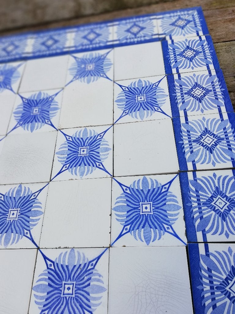 97,5 x 97,5 cm Antieke wandtegels fris blauw wit, Antiek en Kunst, Ophalen
