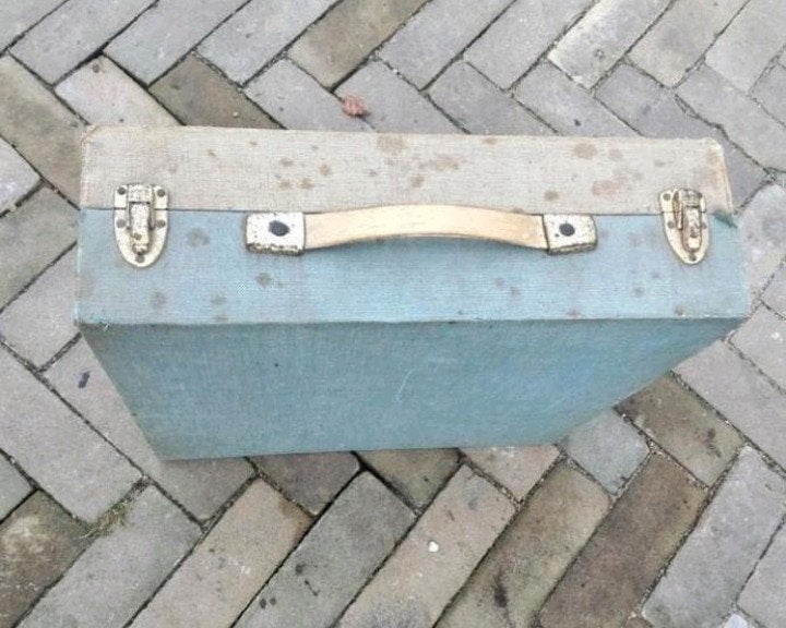 Vintage platenkoffer met diverse vinylplaten, Ophalen of Verzenden