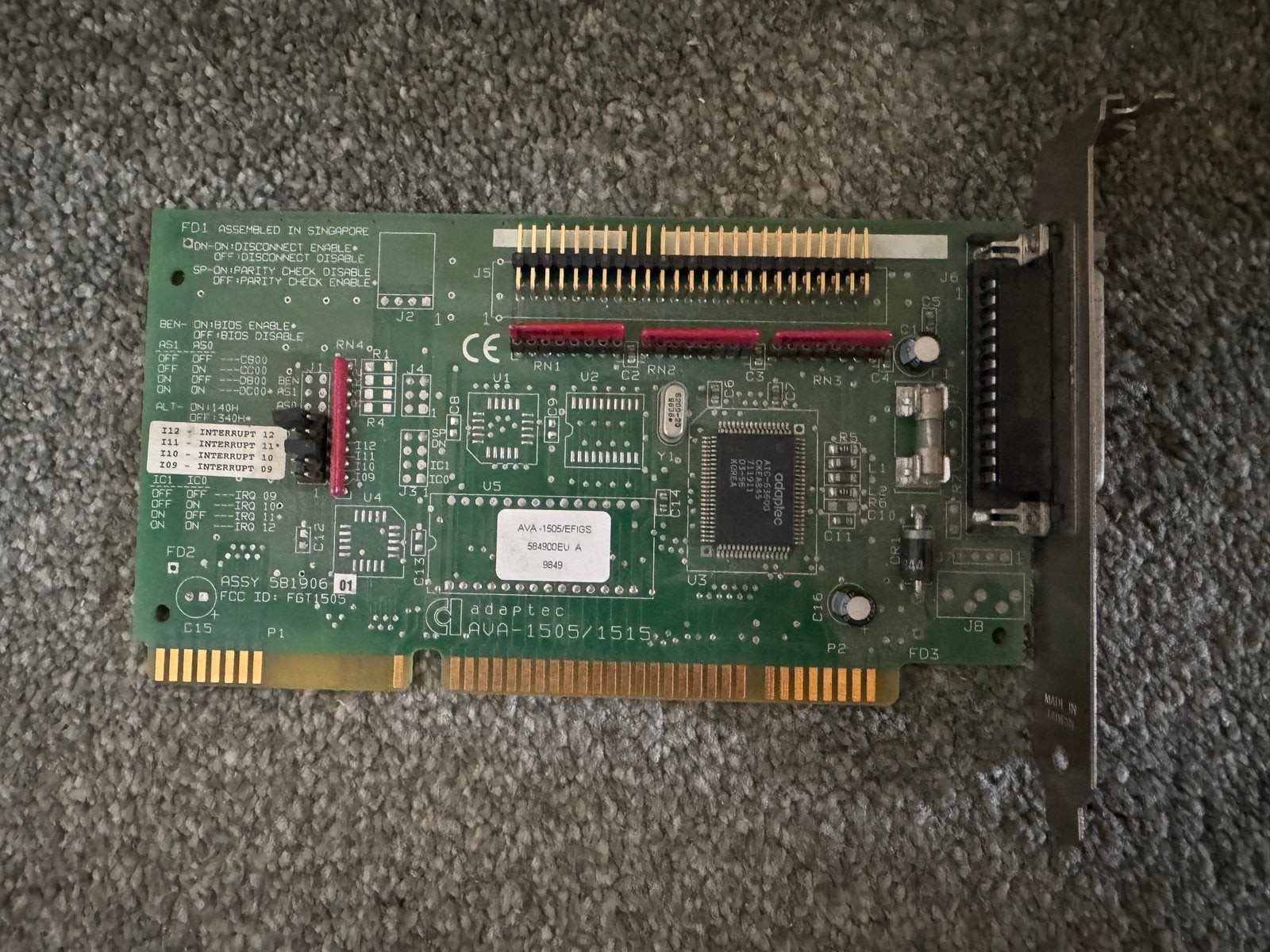 Adaptec AVA-1505 / 1515 SCSI Scanner Controller ISA Kaart, Computers en Software, Ophalen of Verzenden, Gebruikt