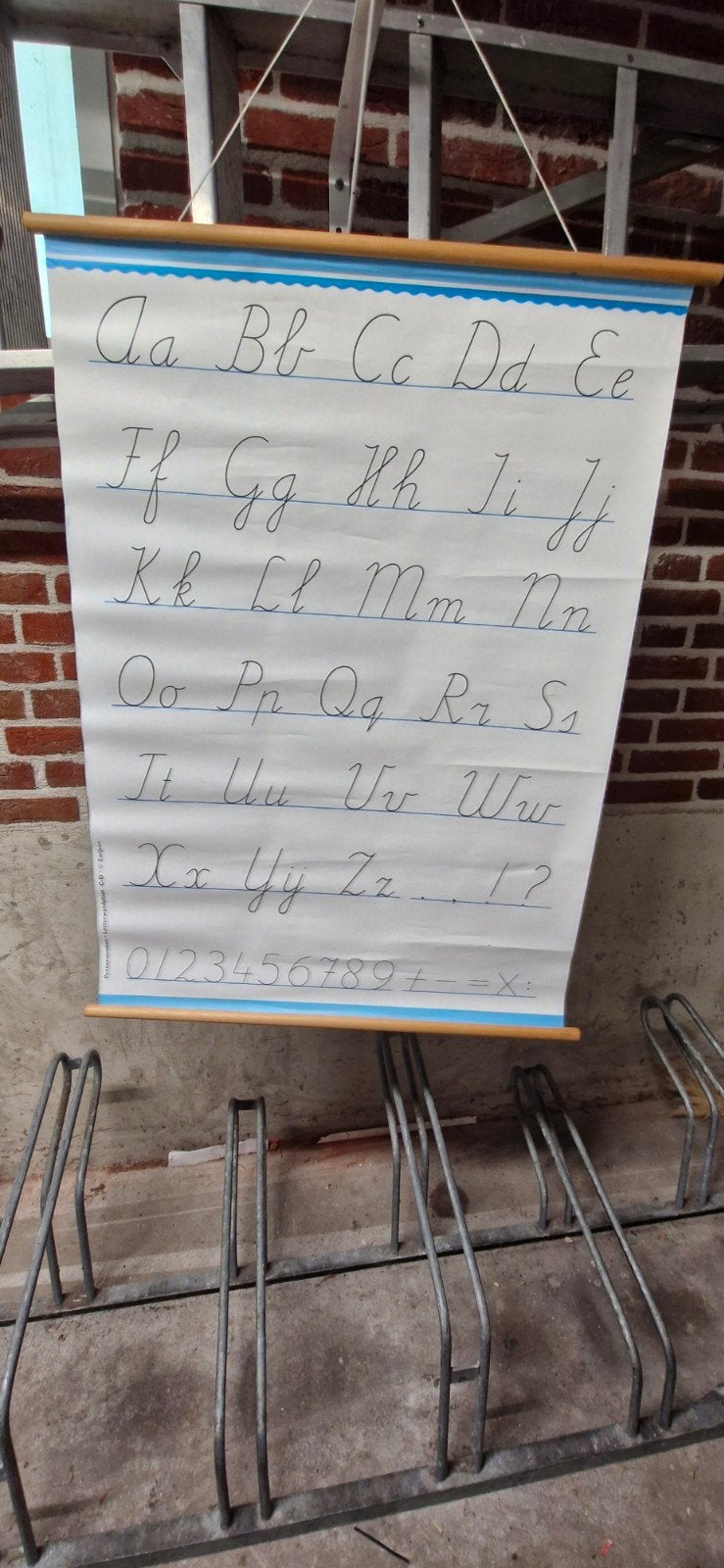 Oude schoolkaart met schrijfletters, Antiek en Kunst, Antiek | Schoolplaten, Ophalen, Overige thema's