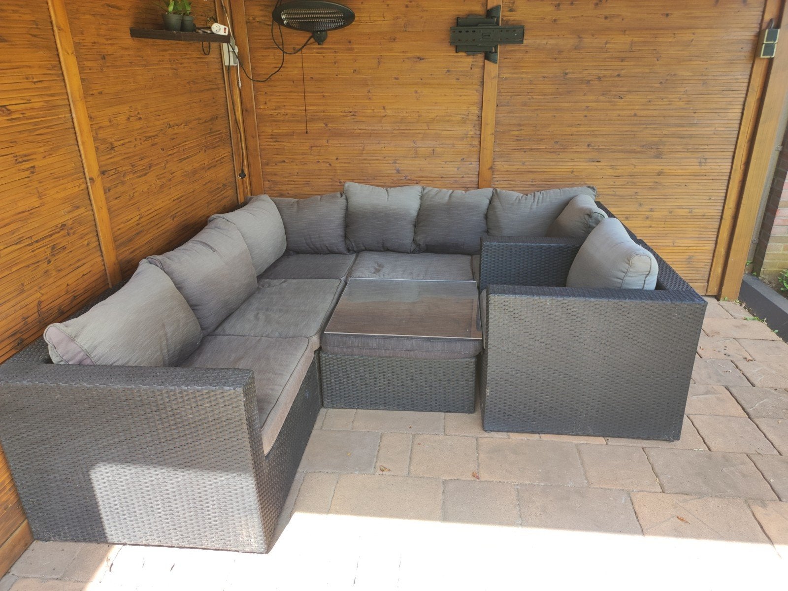 Wicker Loungeset met Kussens en Bijzettafel, Ophalen, Gebruikt, Loungeset, Wicker