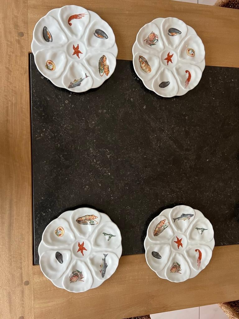 4 Porcelaine de Paris Collectie Antieke Oester borden,, Ophalen of Verzenden