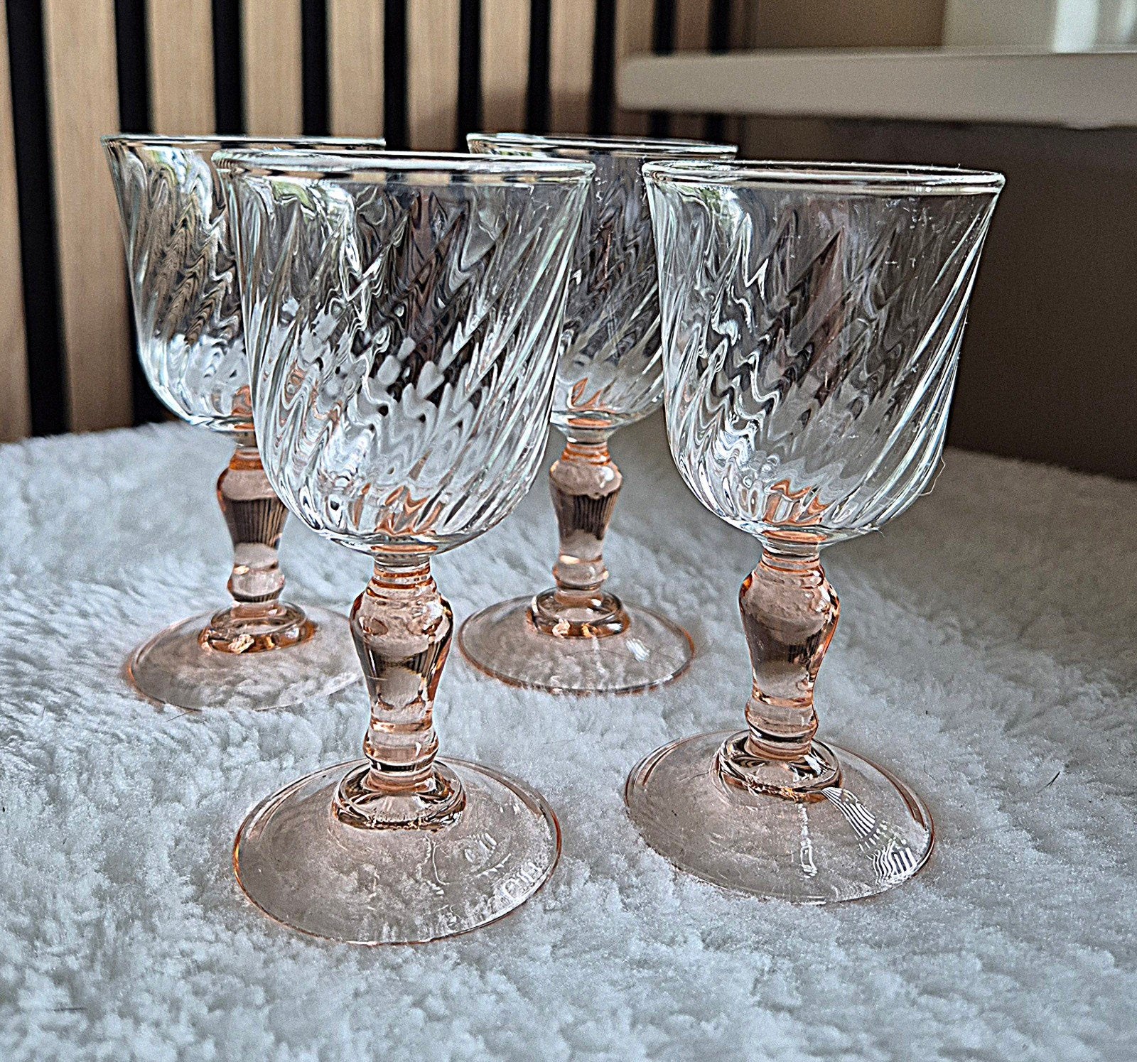 4 Luminarc Rosaline swirl glazen, Ophalen of Verzenden, Zo goed als nieuw, Overige typen