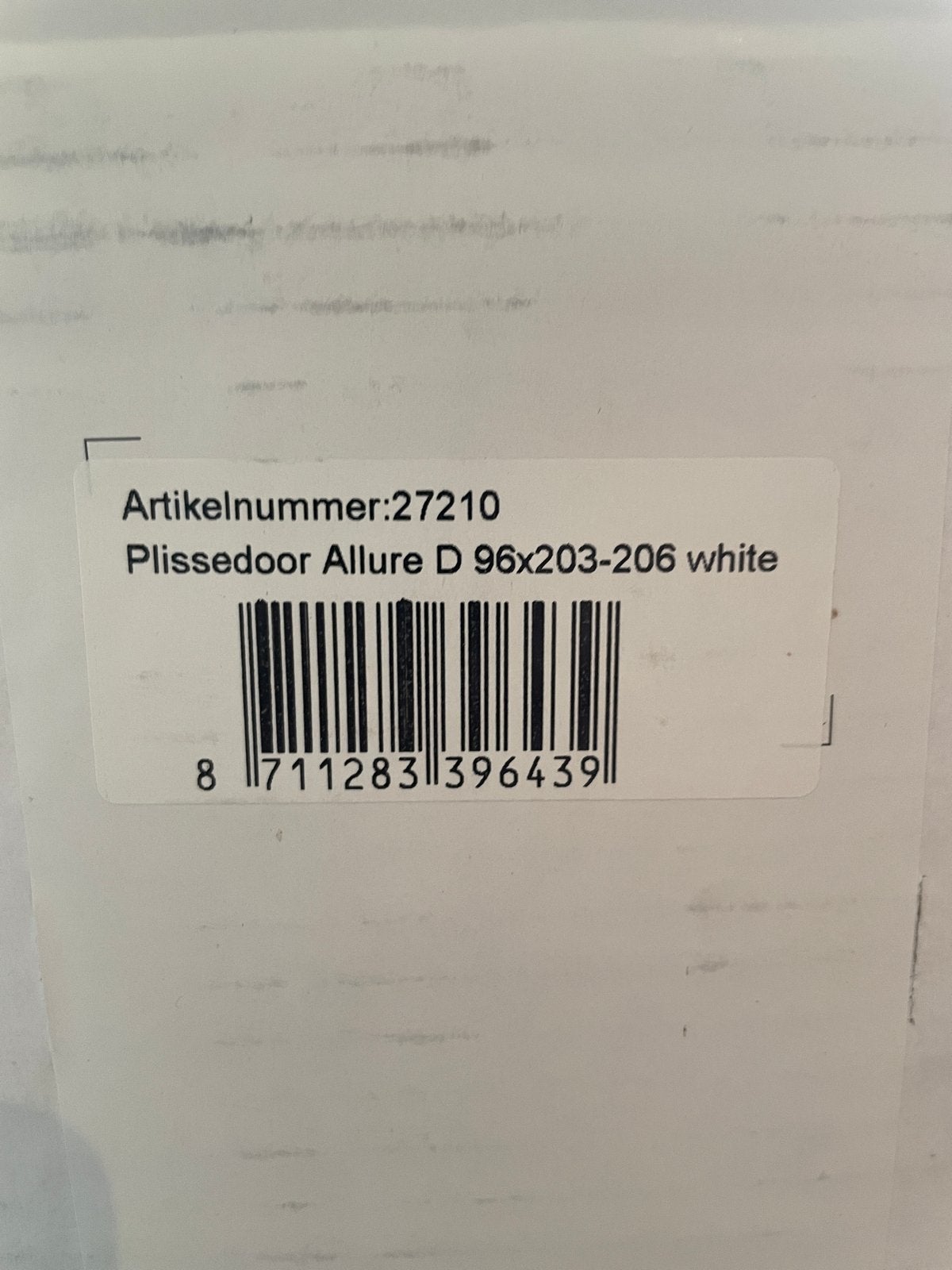 Plissé hordeur Allure D 96x203-206 wit - Bauhaus, Doe-het-zelf en Verbouw, Deuren en Horren, Ophalen, 80 tot 100 cm, Hordeur, Nieuw
