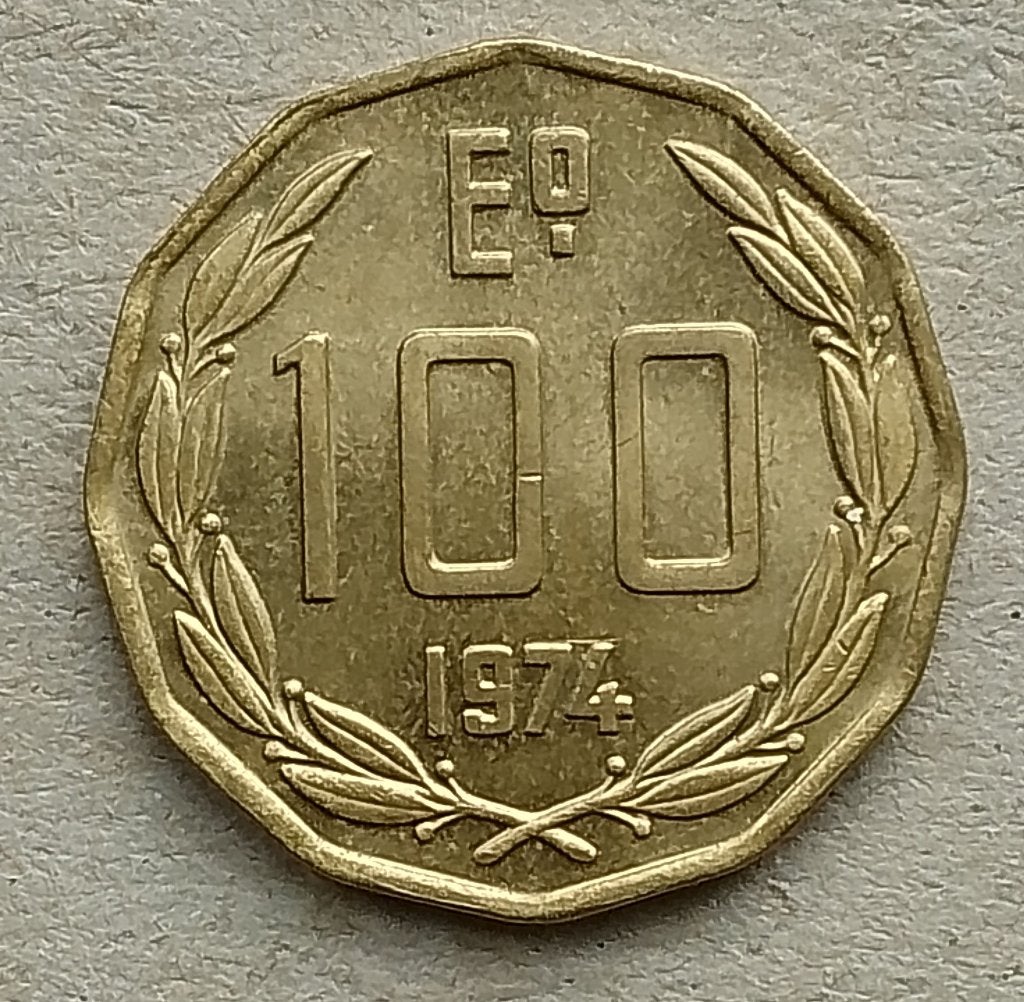 Chili, 100 escudo's 1974, Ophalen of Verzenden, Zuid-Amerika, Losse munt