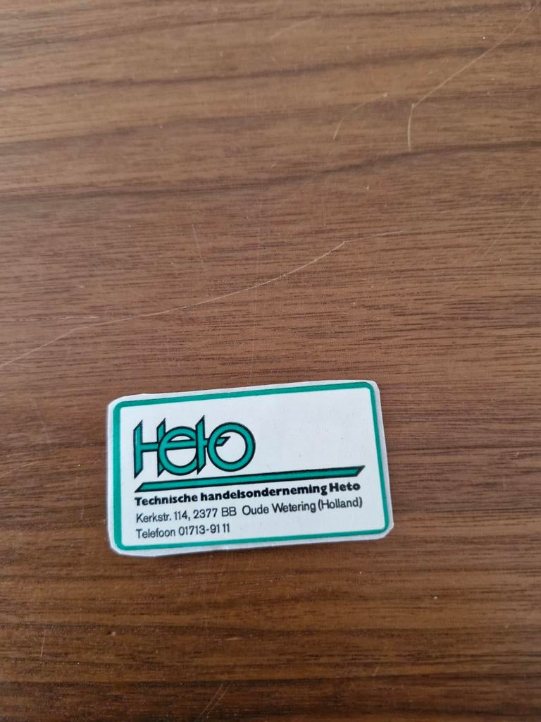 7223 Vintage Heto Technische Handelsonderneming Sticker, Ophalen of Verzenden, Gebruikt