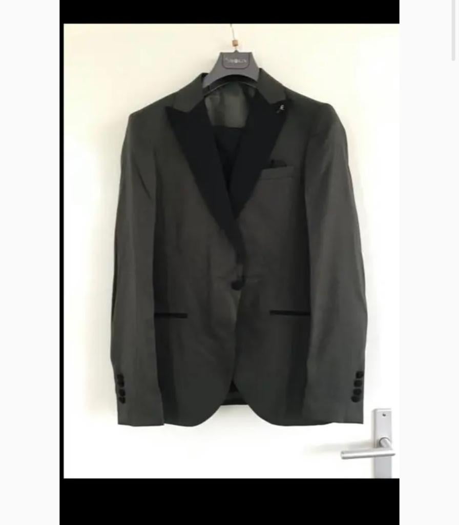 Trouwpak Bruidegompak pak kostuum compleet jasje pantalon ., Ophalen of Verzenden, Zo goed als nieuw, Groen