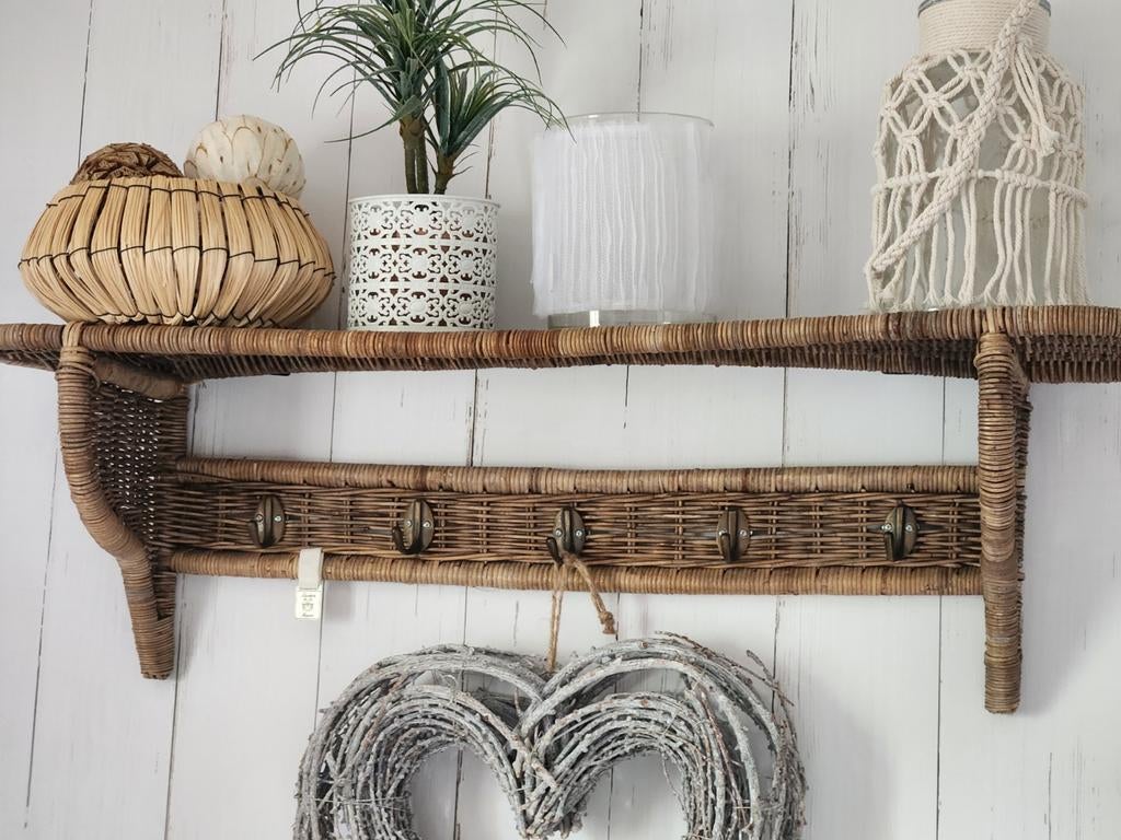 Riviera Maison rattan wandplank kapstok, Ophalen of Verzenden, Zo goed als nieuw