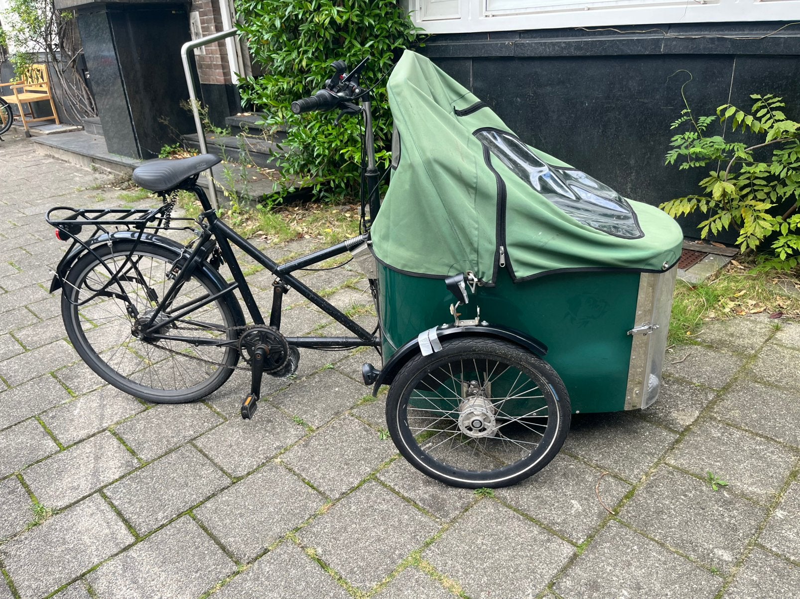 Nihola DOG bakfiets groen, Gebruikt, Velgrem, 2 kinderen, Elektrisch