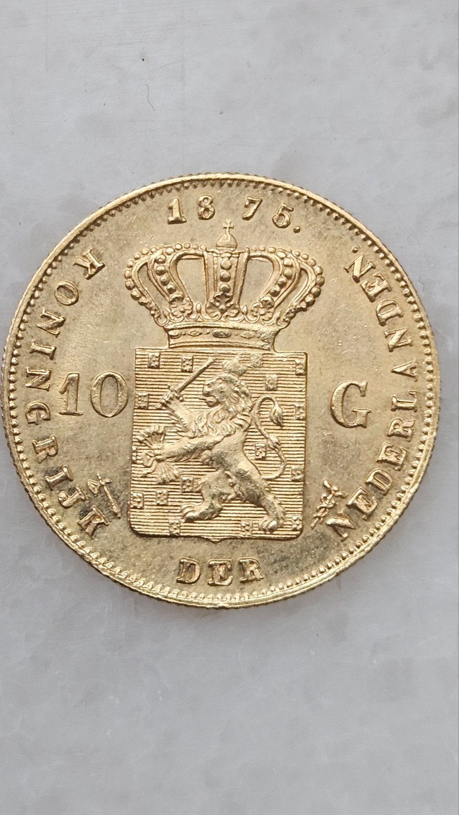 Gouden tientje 1875, Ophalen of Verzenden, Koning Willem III, 10 gulden, Goud