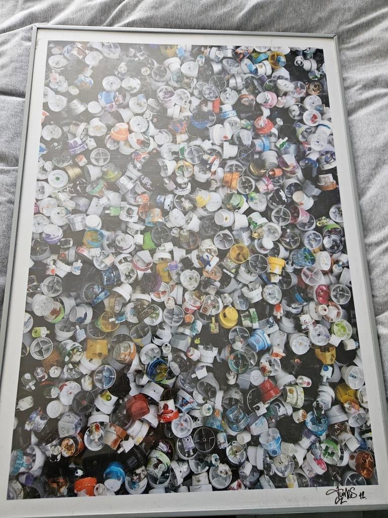 Kunstprint 'Spray Caps' - Gesigneerd en Ingelijst, Antiek en Kunst, Ophalen of Verzenden