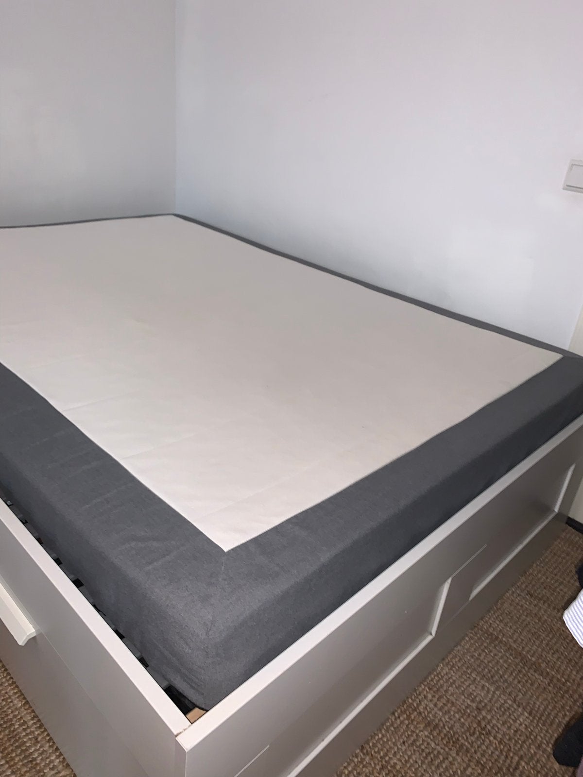 IKEA BRIMNES Boxspring met lades - 140x200 cm, Ophalen, Gebruikt, Wit, Tweepersoons