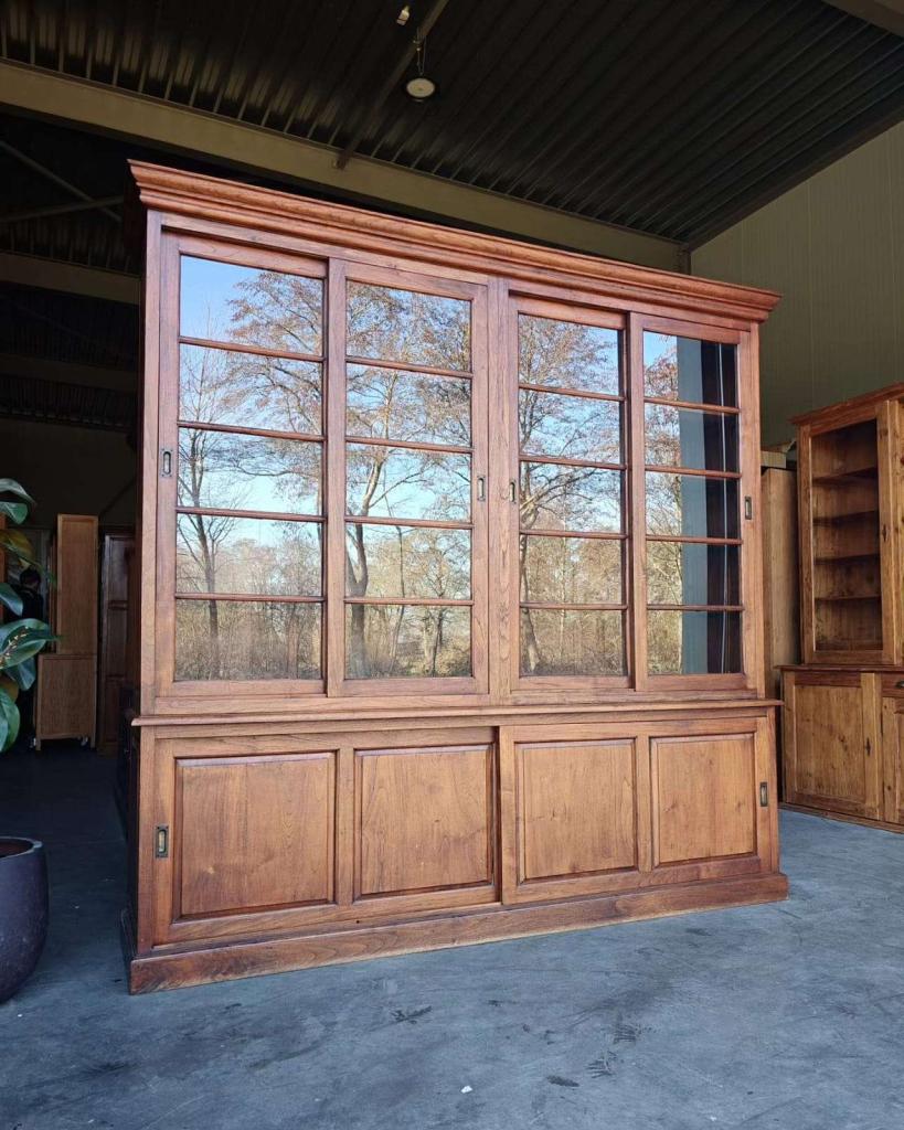 Eikenhouten notariskast | Hoge Buffetkast / Vitrine #2720, Niet ingevuld, 200 cm of meer, Niet ingevuld, Ophalen of Verzenden