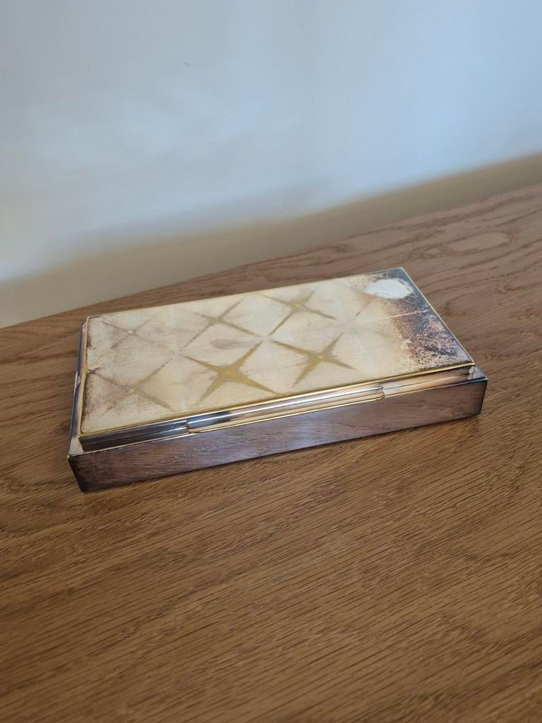 Verzilverde WMF Sigarendoos met Sterpatroon, Antiek en Kunst, Ophalen of Verzenden, Zilver