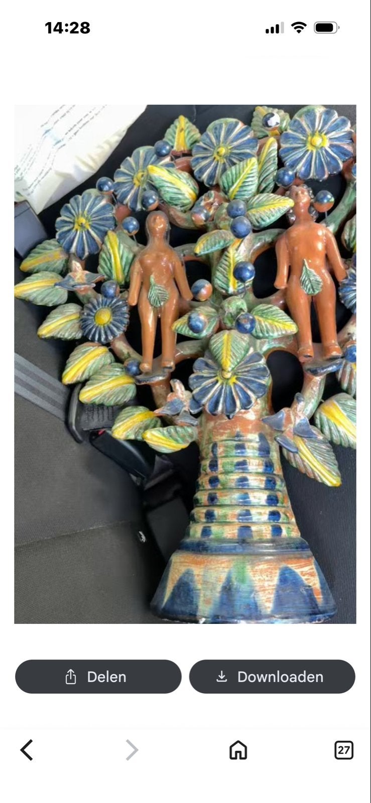 Mexicaanse Terracotta Levensboom - Oude Ambachtelijke Kunst, Antiek en Kunst, Ophalen of Verzenden