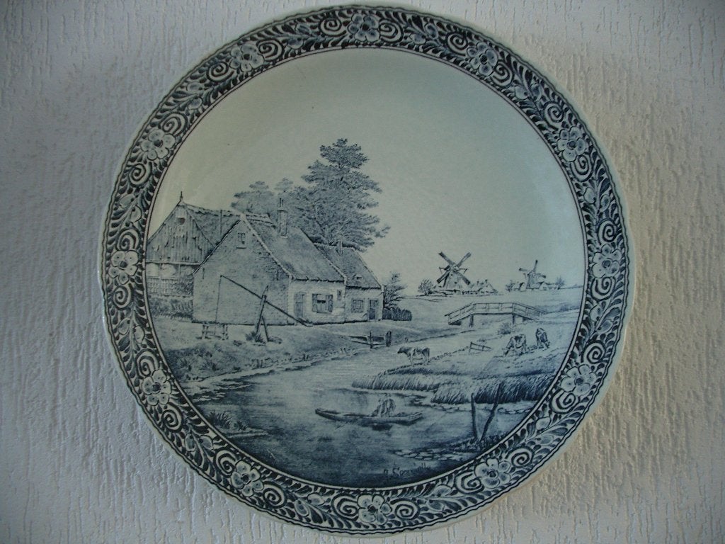 wandbord delft delftsblauw schaal boch antiek brug aardewerk, Ophalen of Verzenden