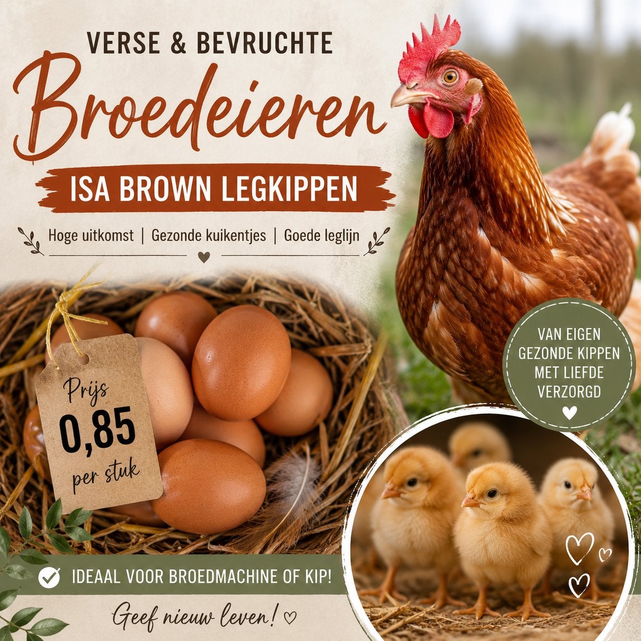 Verse & bevruchte broedeieren Isa brown legkippen, Vrouwelijk, Kip