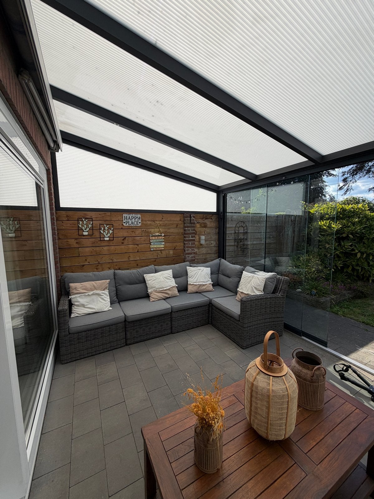 Comfortabele loungeset met kussens en beschermhoes, Ophalen, 5 zitplaatsen, Gebruikt, Loungeset