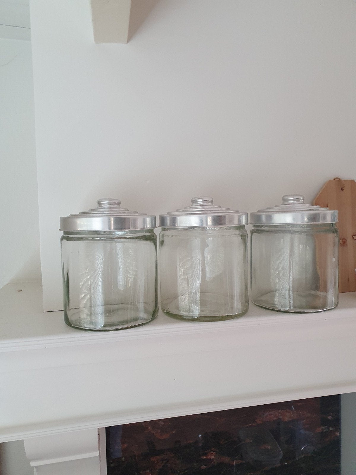 3 Grote Glazen Voorraadpotten met Aluminium Deksel, Huis en Inrichting, Voorraadpot, Ophalen of Verzenden, Zo goed als nieuw, Glas
