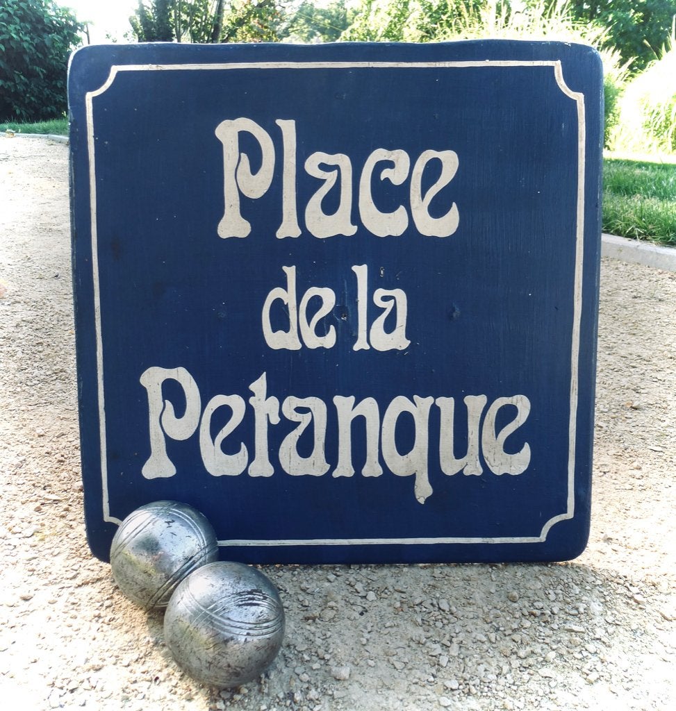 Houten Frans bord / Jeux de Boules / Frankrijk, 35 cm, Hout, Vintage, Ophalen of Verzenden
